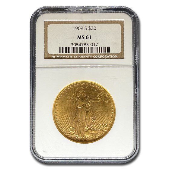 1909-S $20 Saint-Gaudens Gold Double Eagle MS-61 NGC 1909-S $20 Saint-Gaudens Gold Double Eagle MS-61 NGC